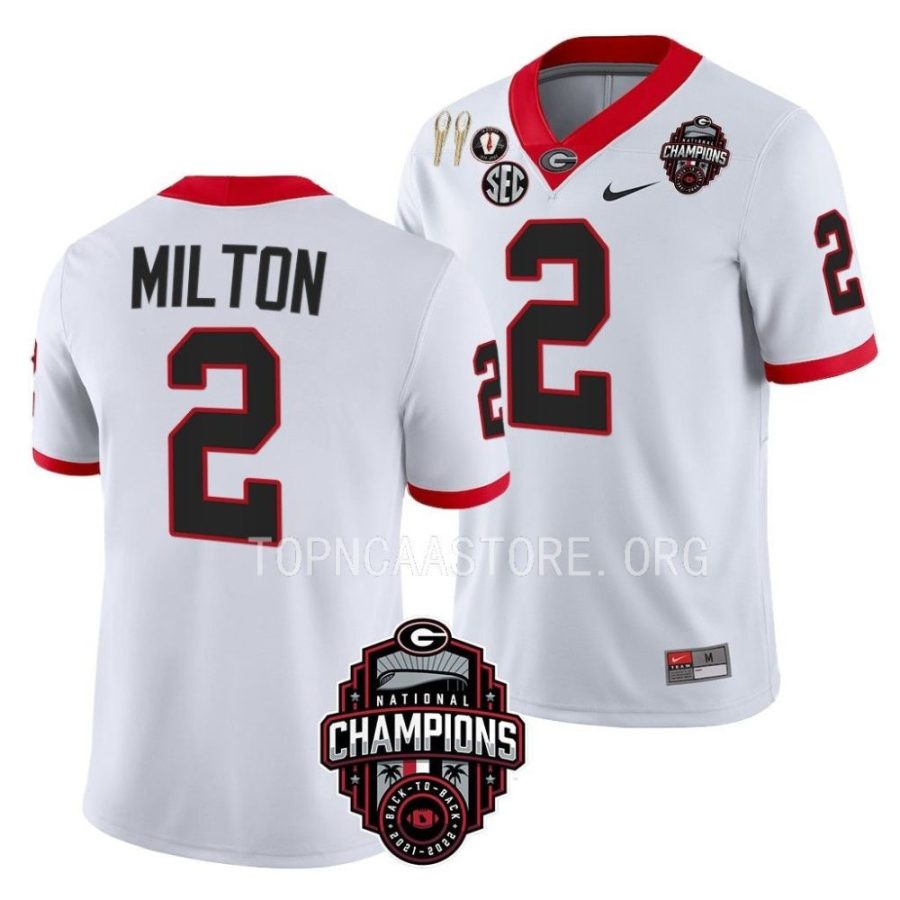 georgia bulldogs kendall milton white back to back national champions cfbplayoff 2023 jersey scaled